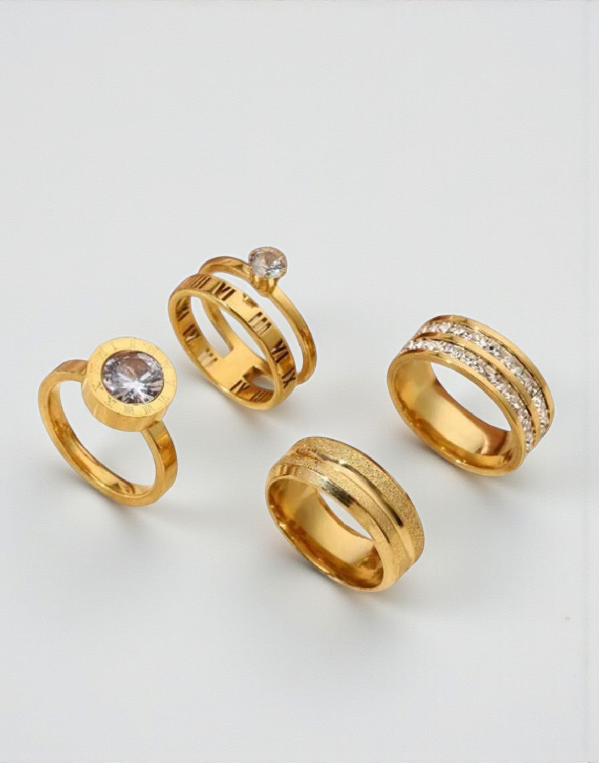 4 pc Titanium Gold Ring set