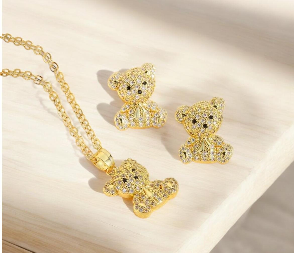 Kiddies Zirconia Stainless Gold Jewel Set
