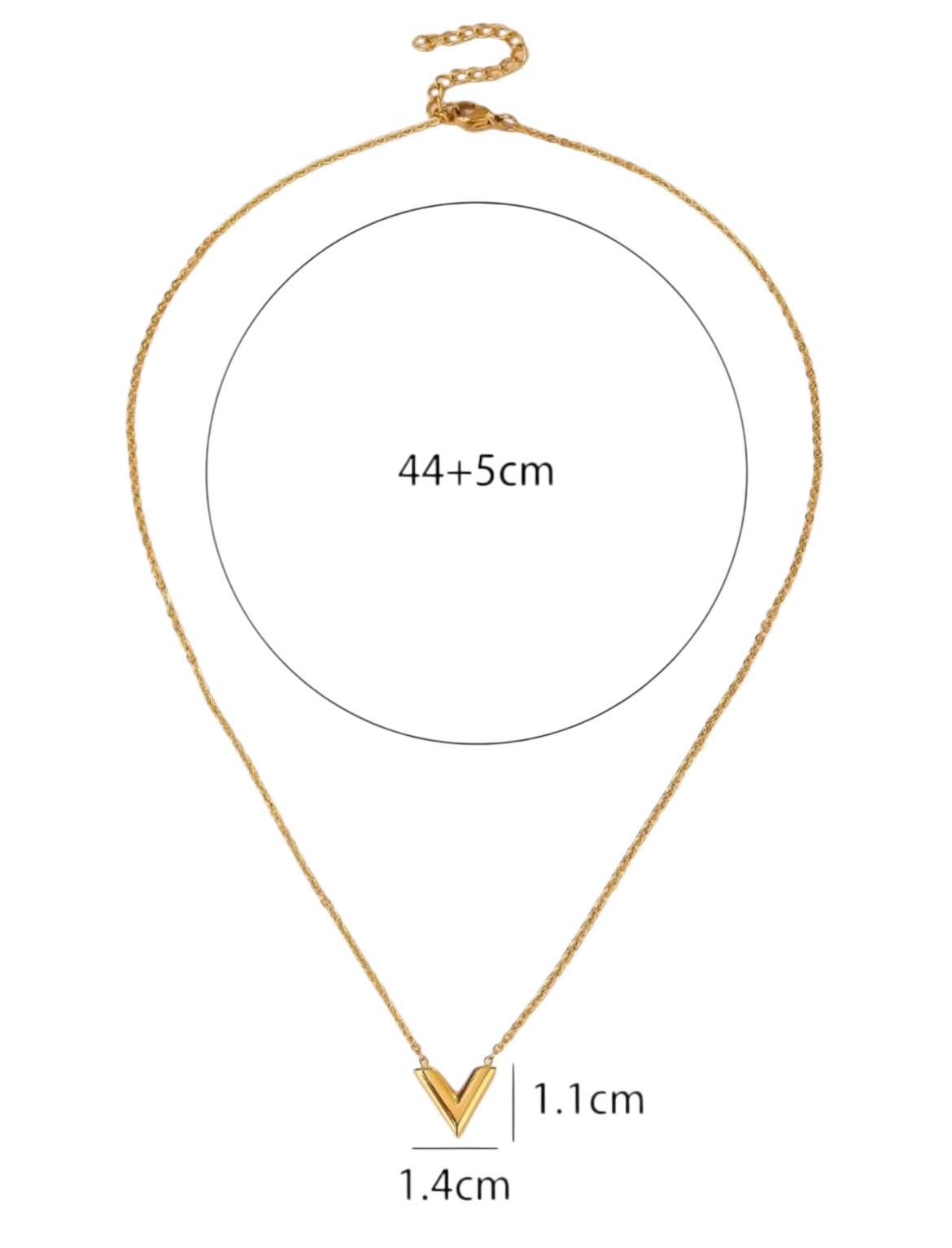 Titanium V letter Necklace (45cm)