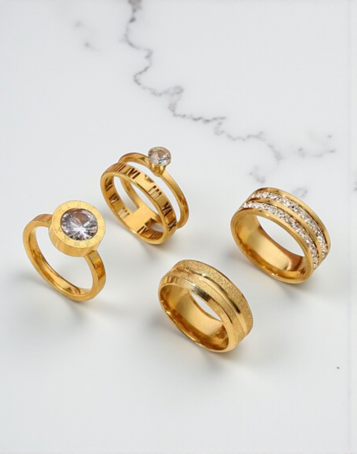 4 pc Titanium Gold Ring set