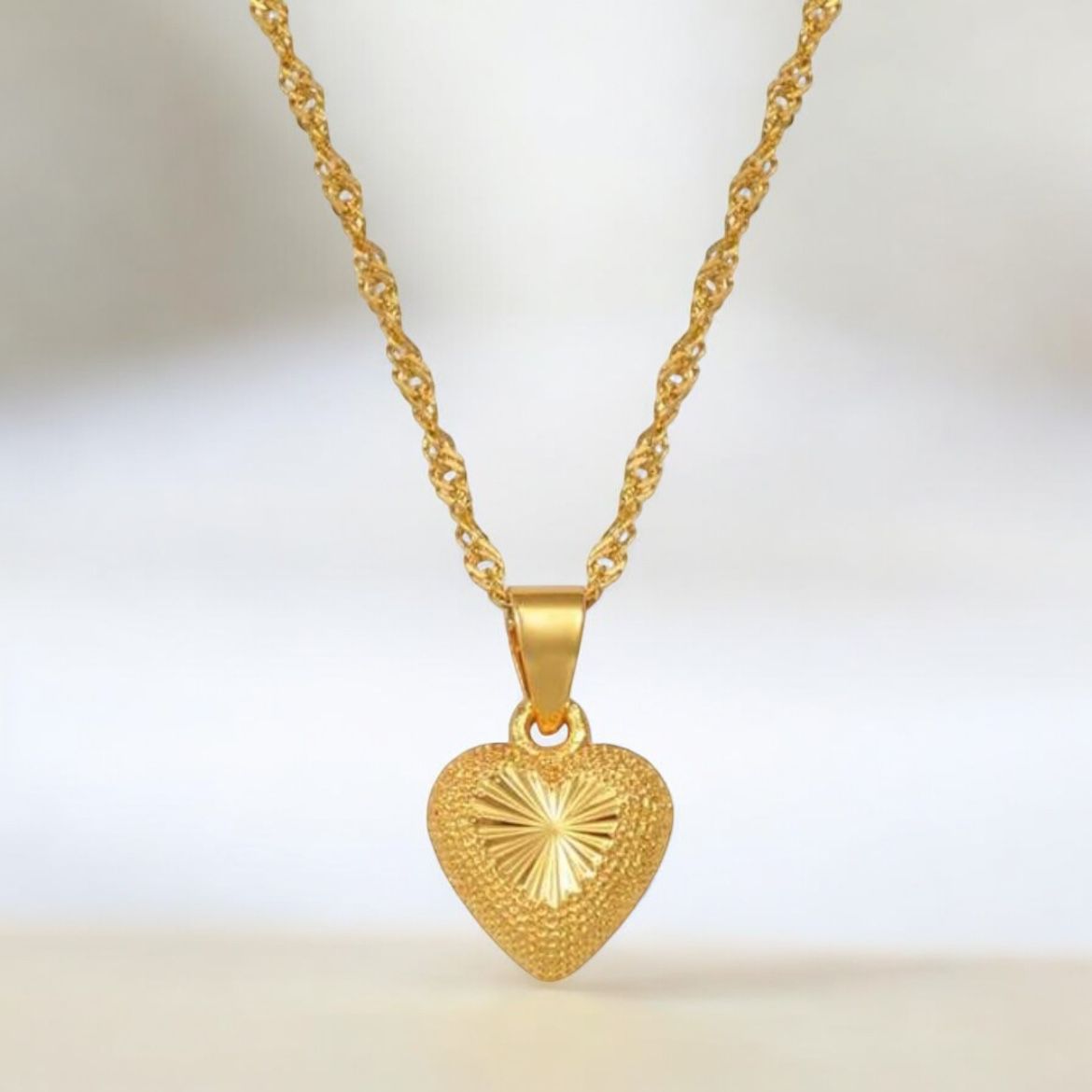 3D heart titanium necklace