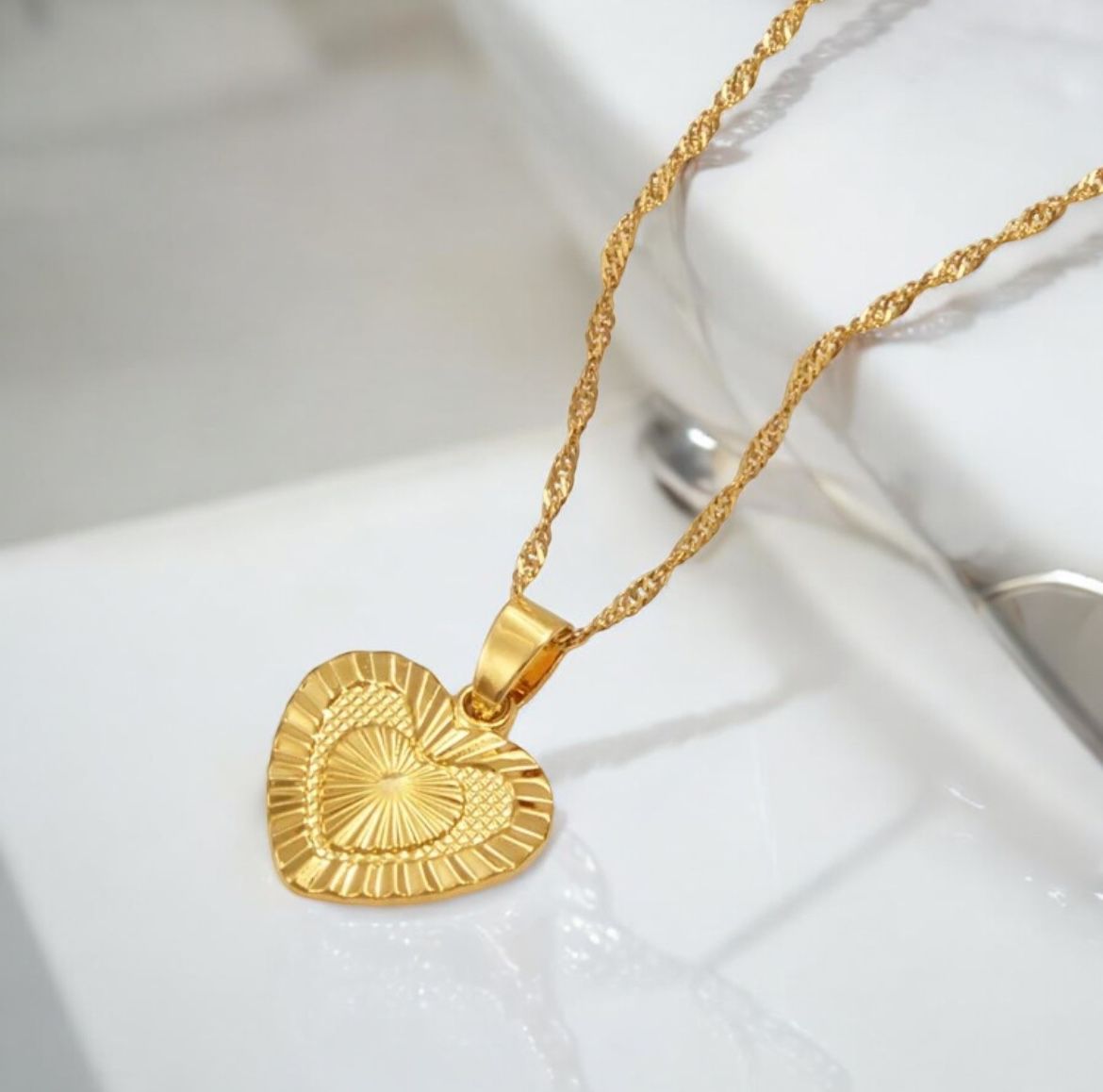 Titanium 2d Heart Necklace