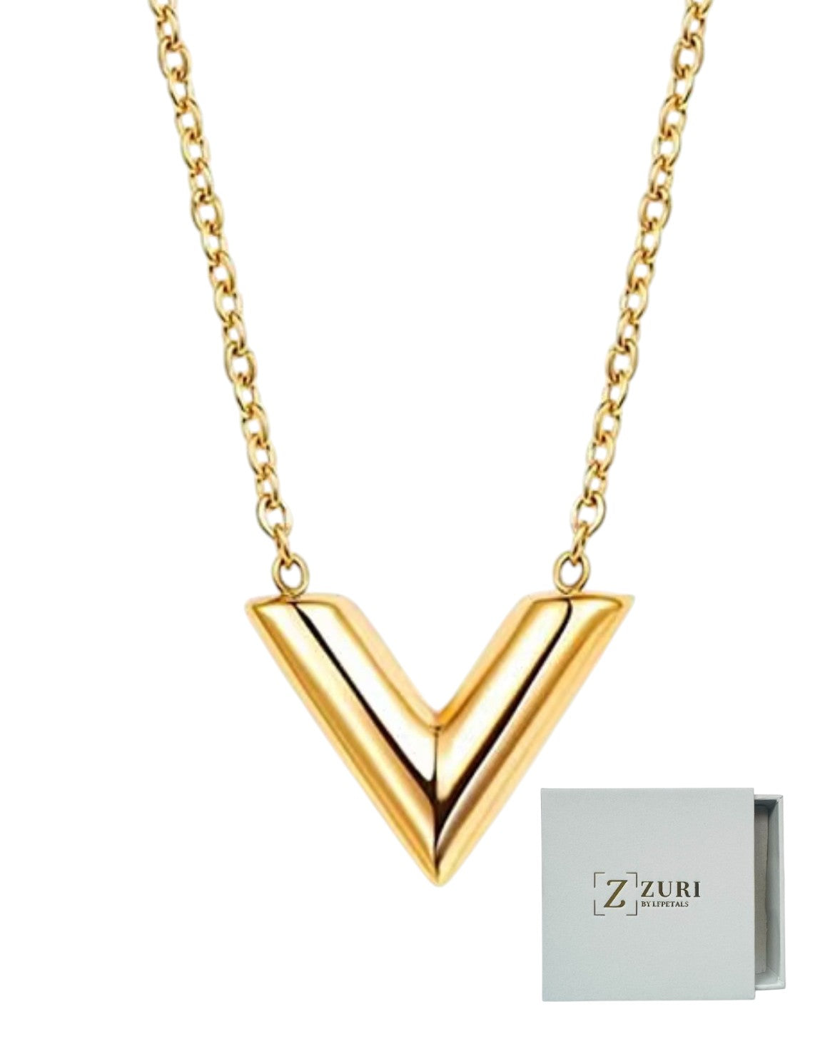 Titanium V letter Necklace (60cm)