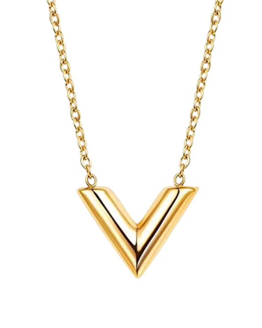 Titanium V letter Necklace (45cm)