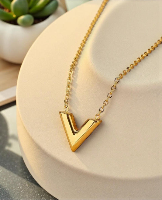 Titanium V letter Necklace