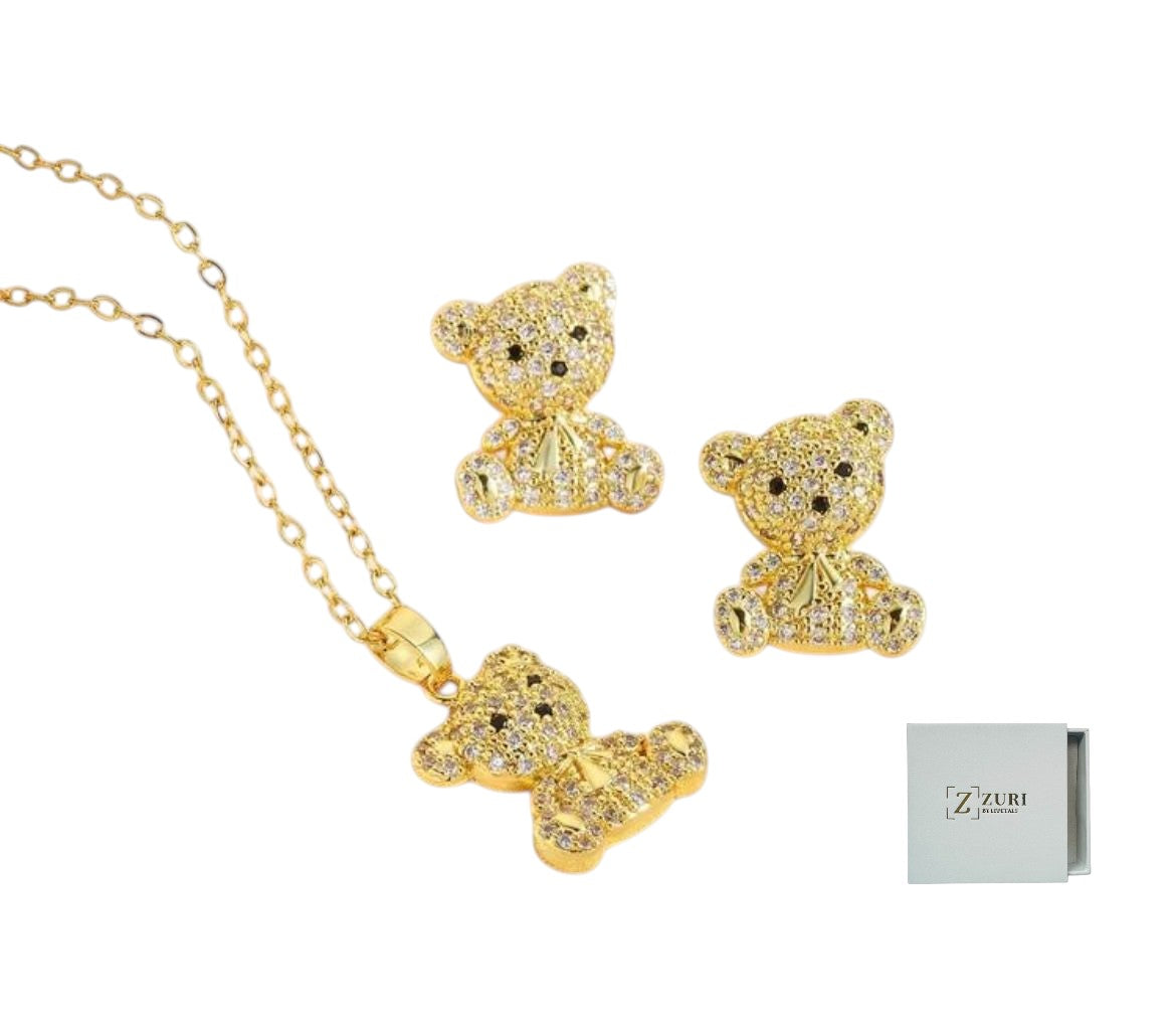 Kiddies Zirconia Stainless Gold Jewel Set