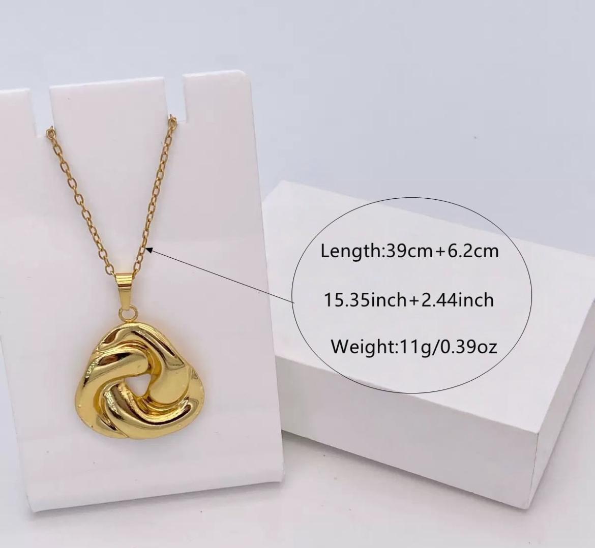 Titanium Necklace Earring Gold Set