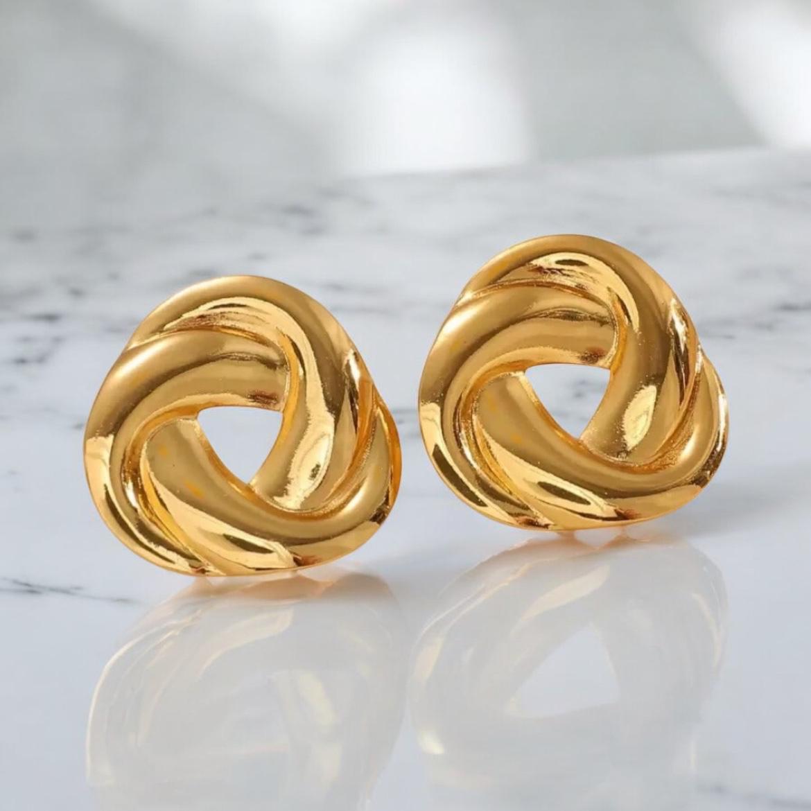 Titanium Necklace Earring Gold Set